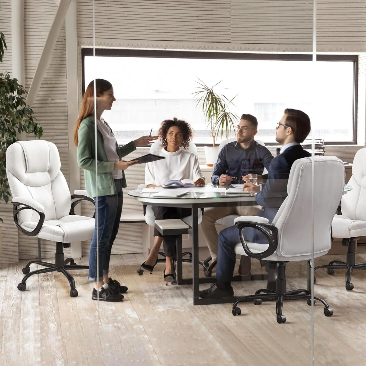 High Back Executive Chair White Ergonomic Office Chair